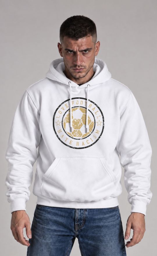 Hoodie "Love Football Hate Racism" White