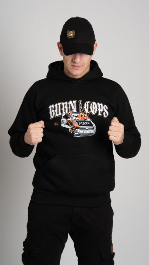 Hoodie "BURN THE COPS" Black
