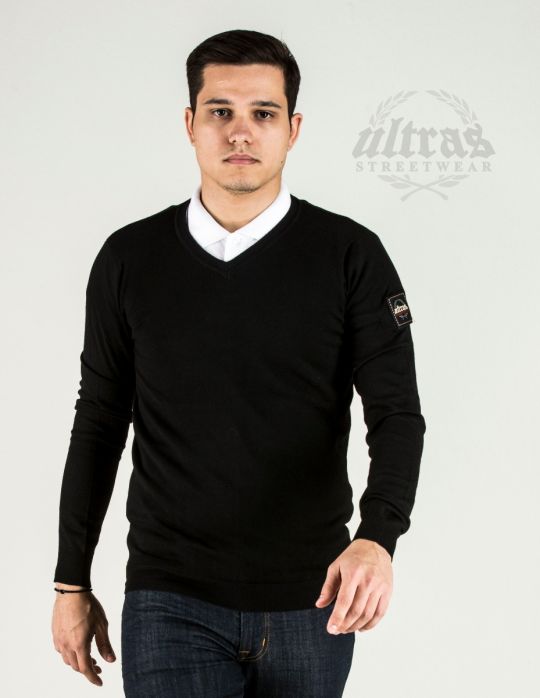 Casual Sweater with Side Patch Black