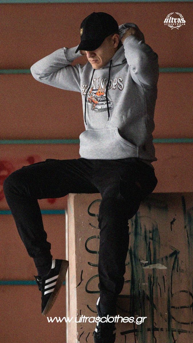 Hoodie "BURN THE COPS" Grey