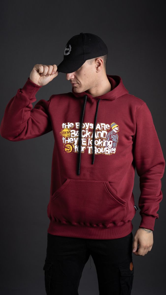 Hoodie "The Boys Are Back" Burgundy