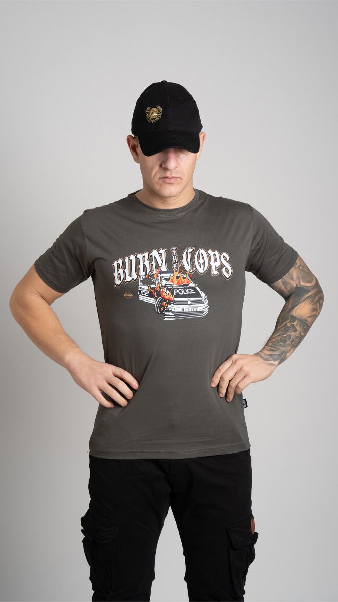 T-shirt "BURN THE COPS" Army