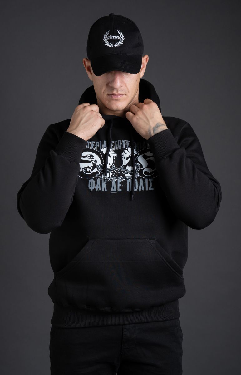 Hoodie "ΦΑΚ ΔΕ ΠΟΛΙΣ" Black