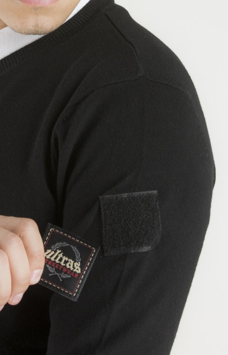 Casual Sweater with Side Patch Black