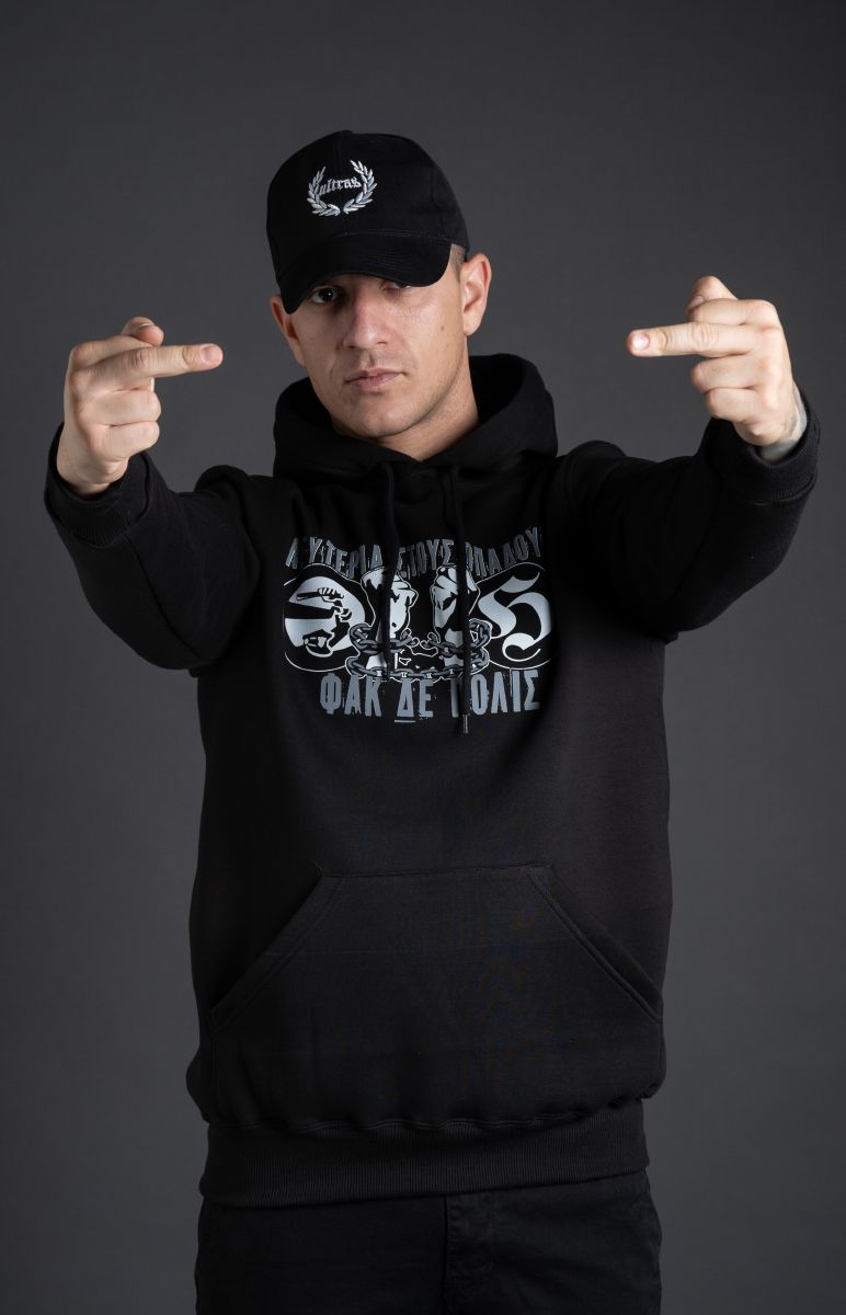 Hoodie "ΦΑΚ ΔΕ ΠΟΛΙΣ" Black