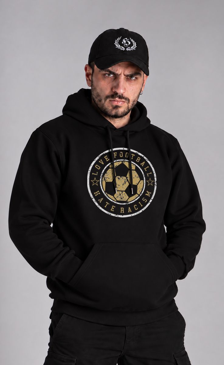 Hoodie "Love Football Hate Racism" Black