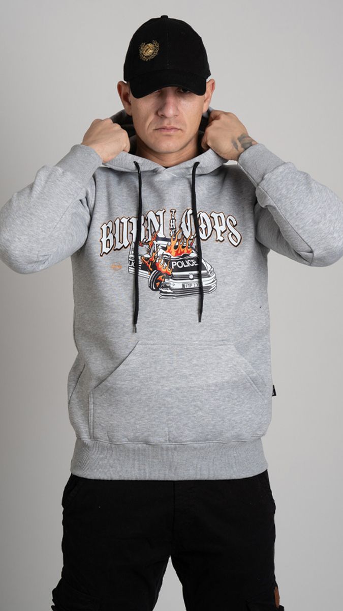 Hoodie "BURN THE COPS" Grey