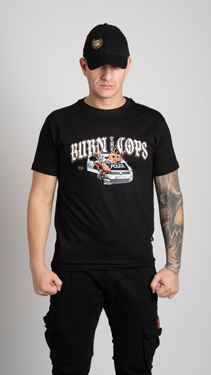 T-shirt "BURN THE COPS" Black