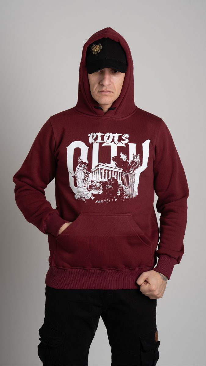 Hoodie "RIOTS CITY" Burgundy