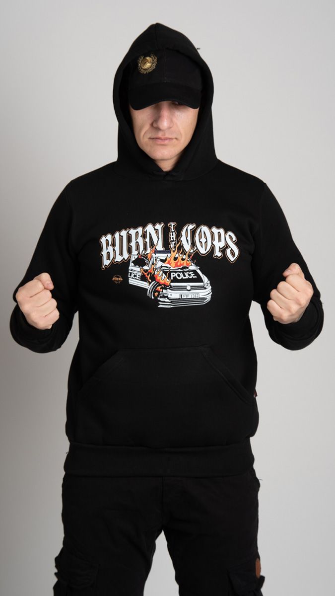 Hoodie "BURN THE COPS" Black
