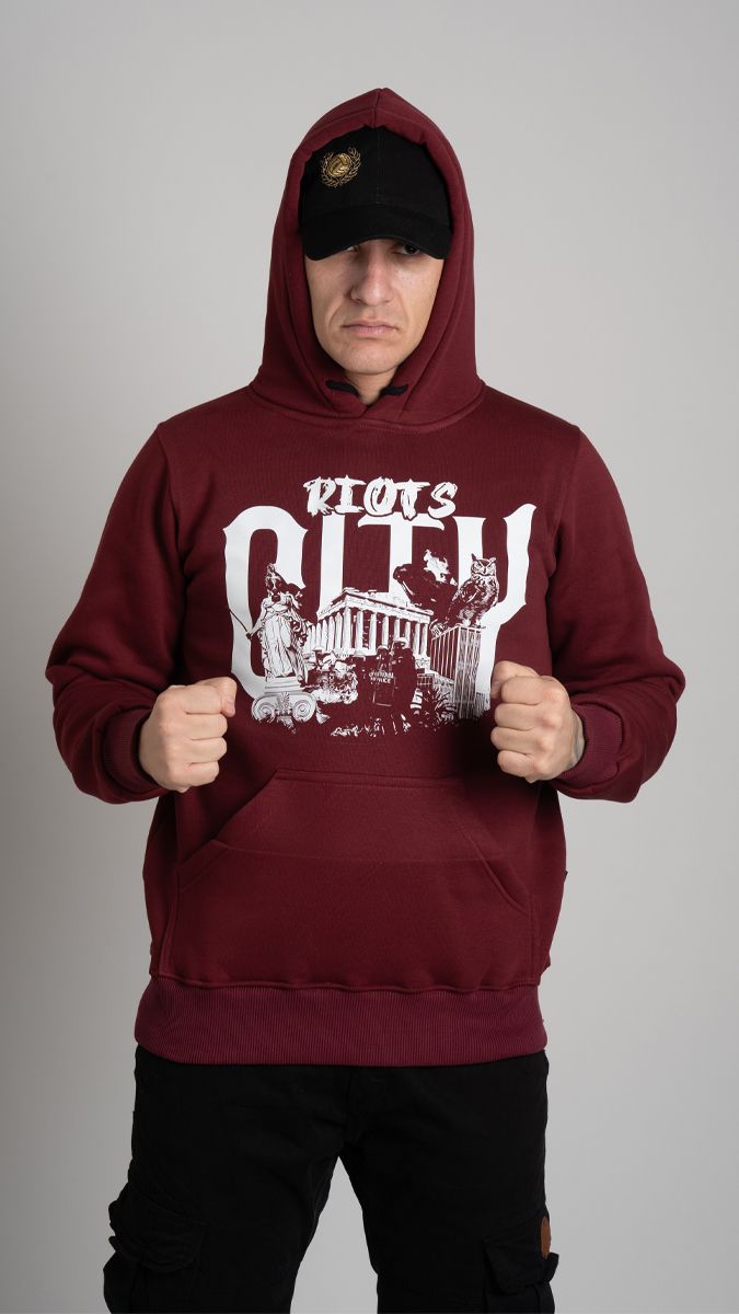 Hoodie "RIOTS CITY" Burgundy