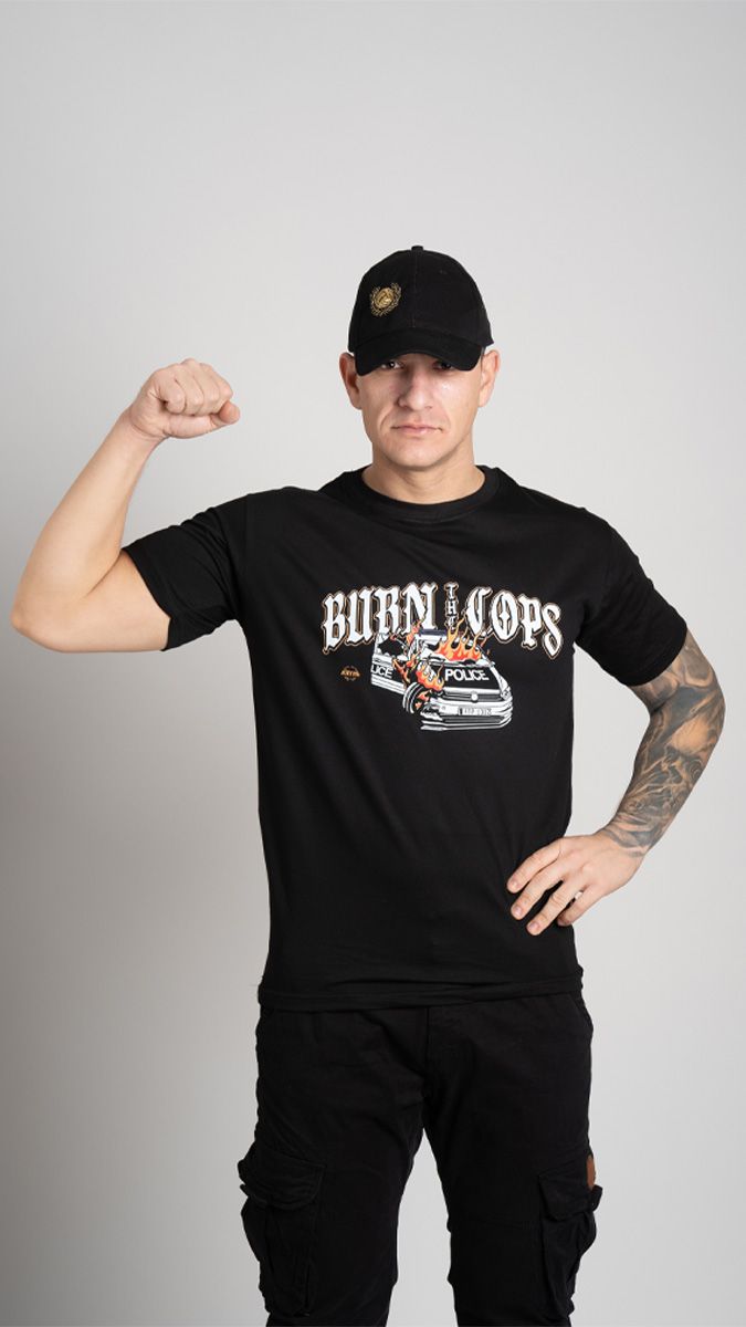 T-shirt "BURN THE COPS" Black