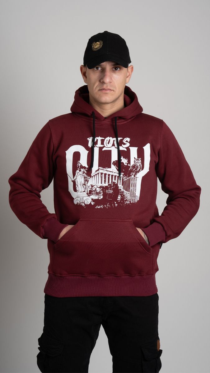 Hoodie "RIOTS CITY" Burgundy