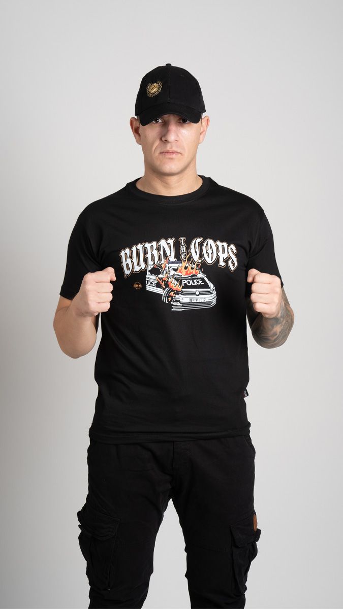 T-shirt "BURN THE COPS" Black