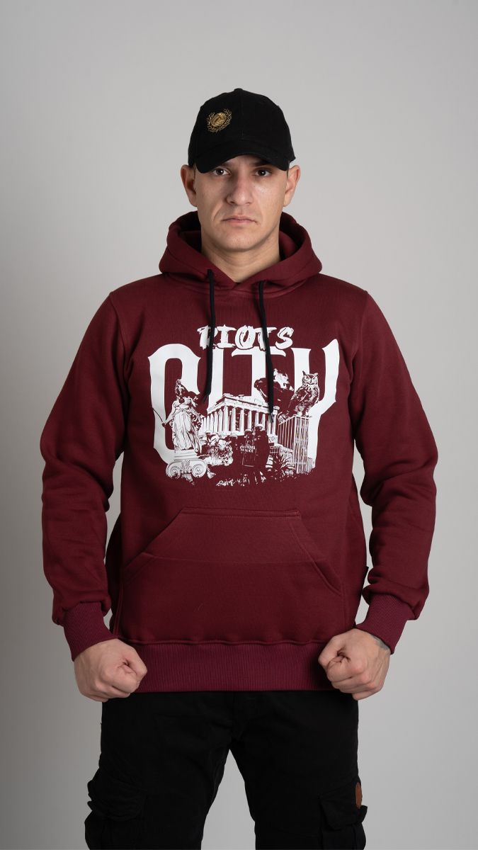 Hoodie "RIOTS CITY" Burgundy
