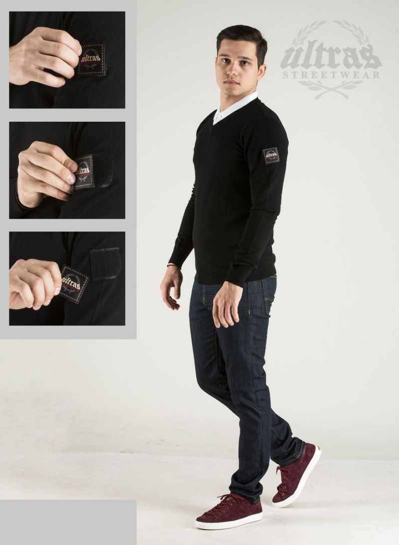 Casual Sweater with Side Patch Black