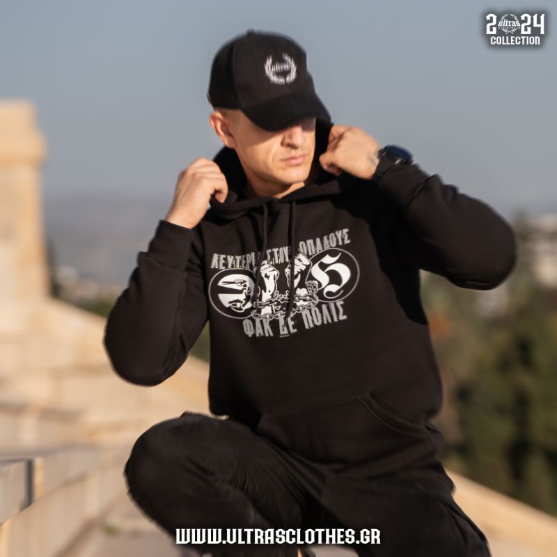 Hoodie "ΦΑΚ ΔΕ ΠΟΛΙΣ" Black
